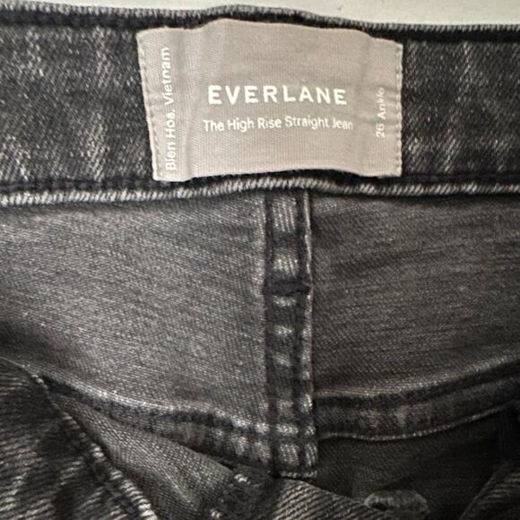 Everlane The High Rise Straight Jeans size 26 Faded Black Cut off Ankle Denim - Picture 4 of 10